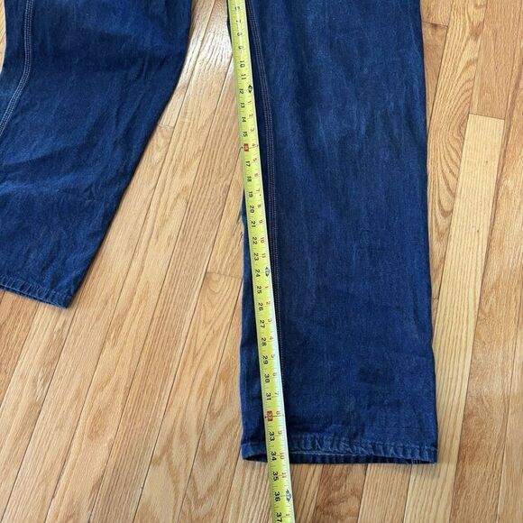 Dickies Jeans Denim Bib Overalls 36 X 34 Carpenter Dark Blue Work Button fly‎ - Picture 6 of 12